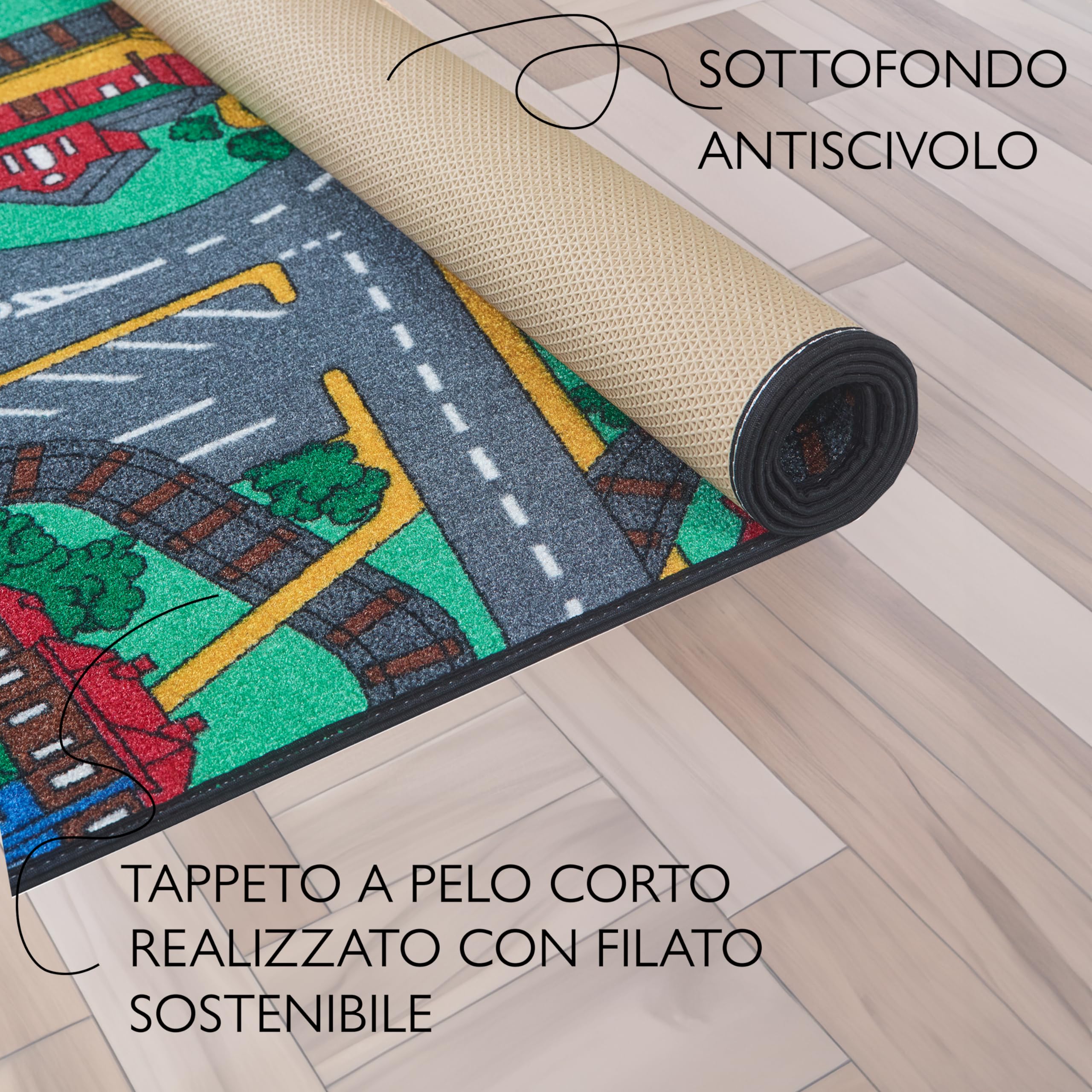 Tappeto Bambini Carpet Studio 140x200cm - Lavabile, Antiscivolo, Design Giocoso Per Cameretta, Certificato Oeko-Tex - Foto 8