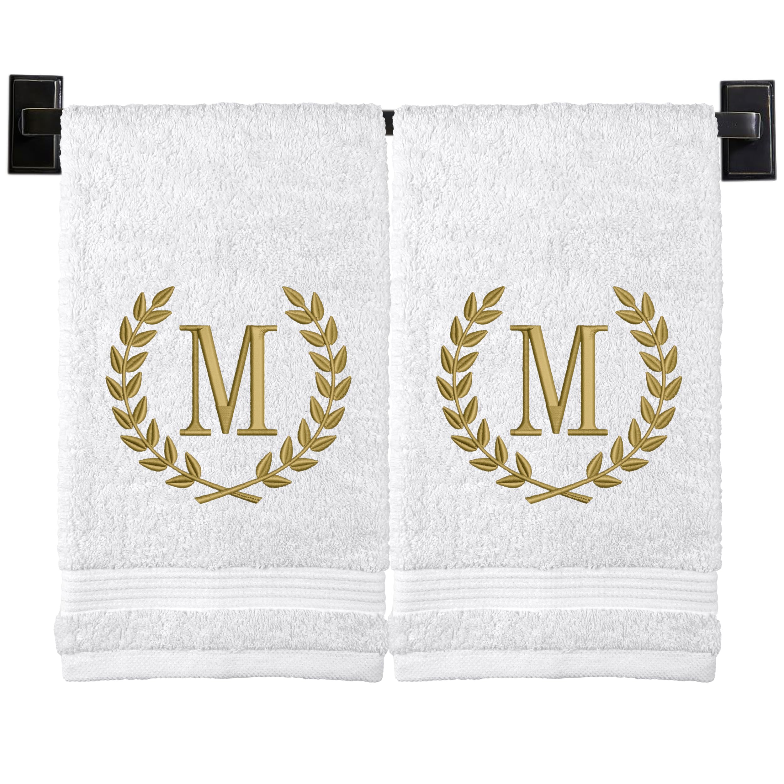 Custom Luxury Towels Monogrammed Hand Towels for Bathroom | Set of 2 | Genuine Turkish Towels | Choose Towel and Thread Color | A - Z | Monogrammed