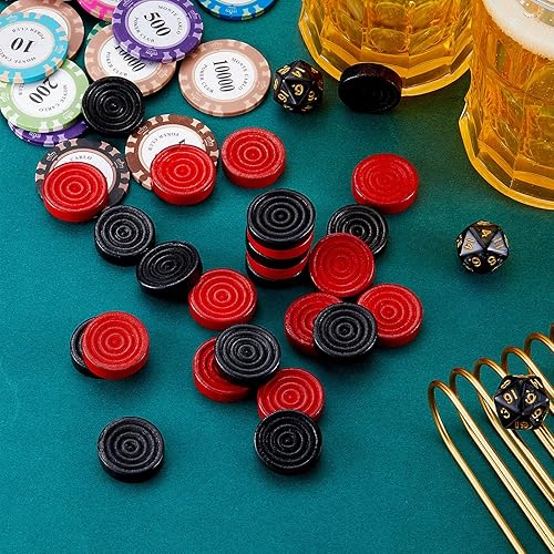 Miniatura 7 de 72 piezas de madera de damas de 1.06 pulgadas, piezas de juego de mesa apilables en bolsa de almacenamiento con cordón para juego de backgammon,