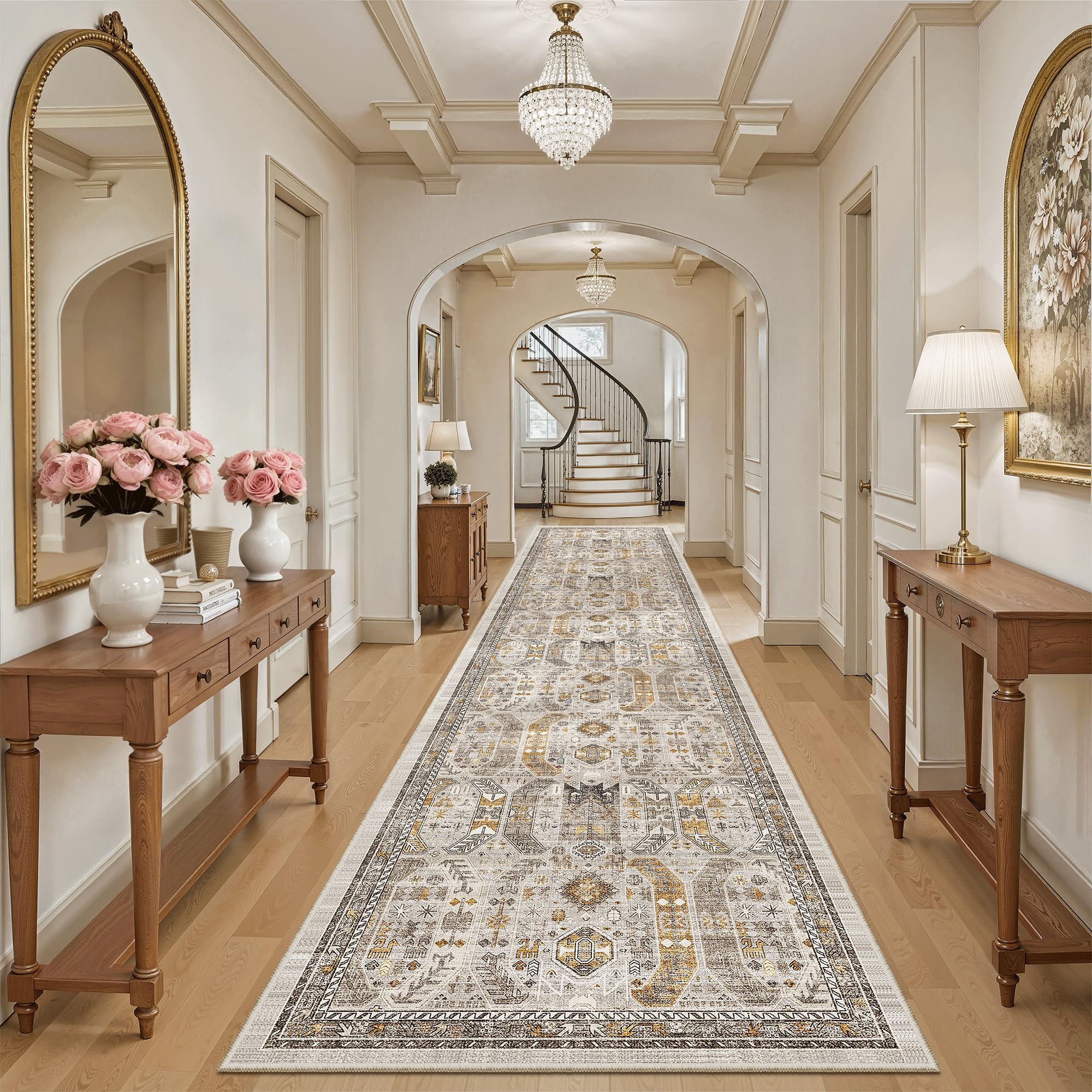 Madane Hallway Runner 3x14 - Runner Rugs 14ft Washable Entryway 14ft Rug Ruuner Vintage Kitchen Runners Non Slip Indoor Area Rug Farmhouse Carpet