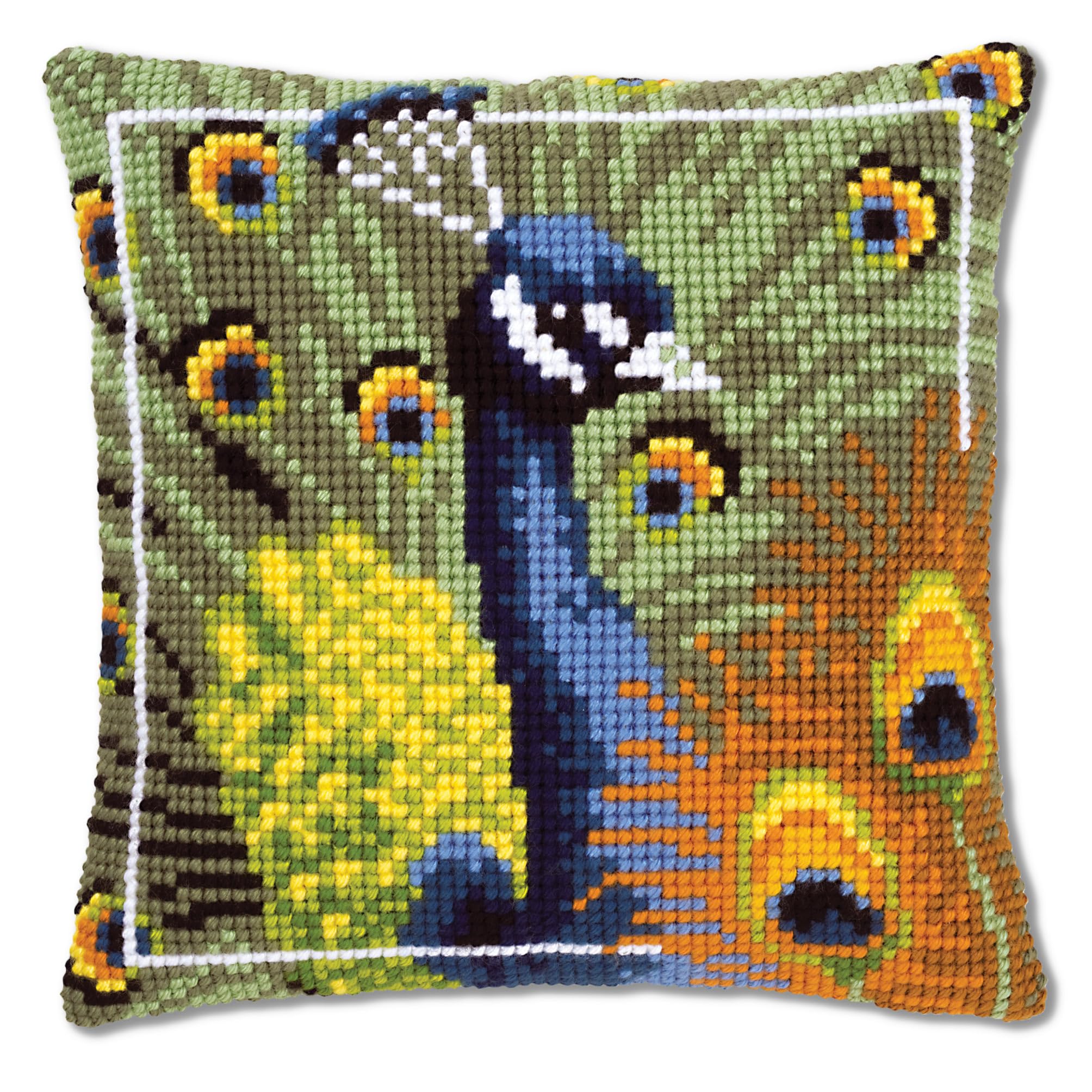 Vervaco Peacock Cross Stitch Cushion, Multi-Colour