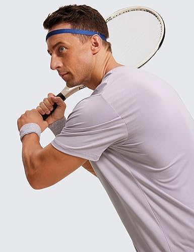 Vista 3 de CRZ YOGA Camiseta de manga corta de algodón y poliéster para hombre, ajuste clásico, informal, para entrenamiento, suave, de primera calidad