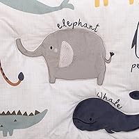 Vista 4 de NoJo Zoo Animals - Juego de cama para cuna de 4 piezas, color blanco y gris