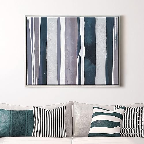 Miniatura 7 de Empire Art Direct Arte abstracto para pared, lienzo pintado a mano con textura por Martin Edwards, marco plateado champán, 20 x 72 pulgadas, campo