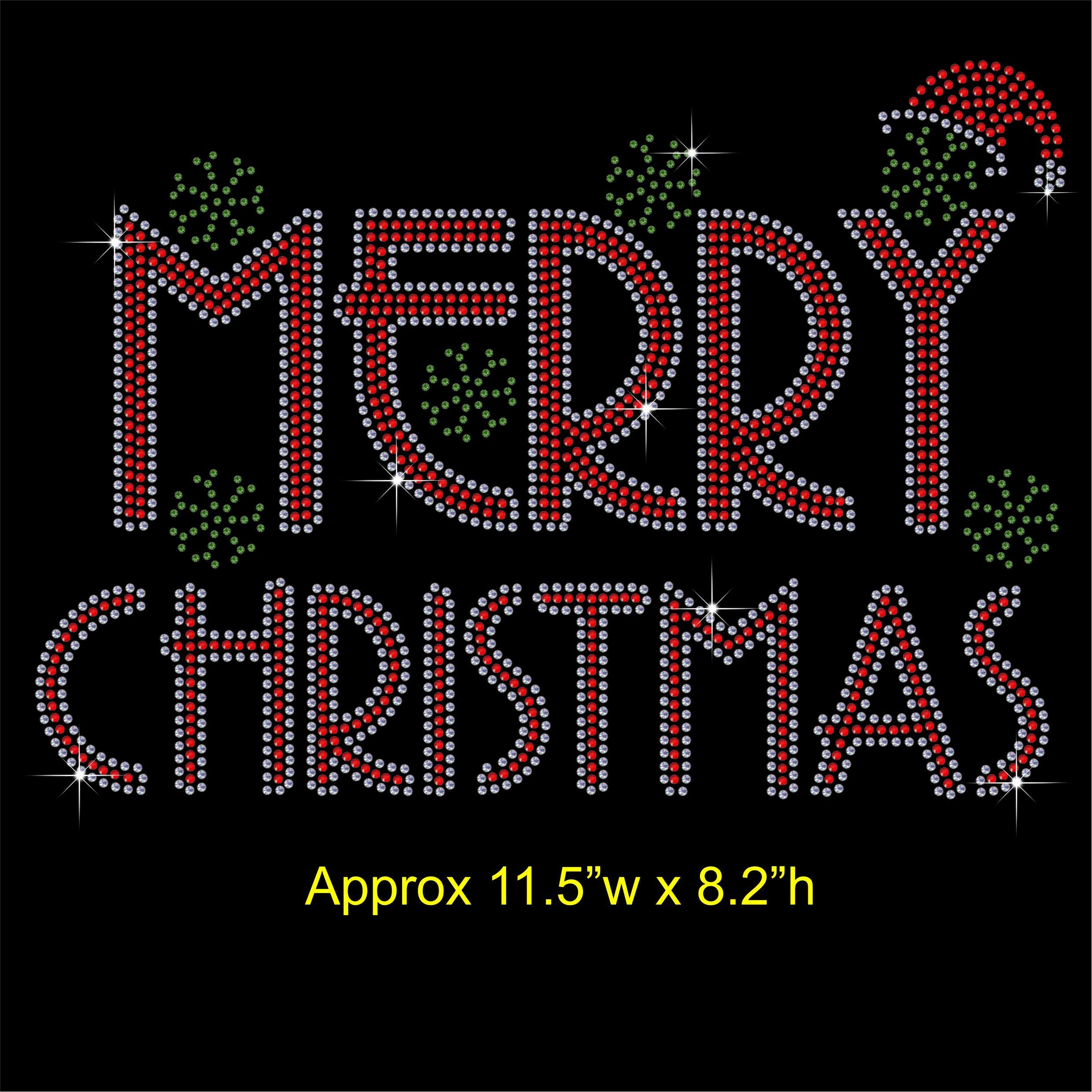 TShirt Showroom Merry Christmas Rhinestone Hotfix Diamante Iron-on Transfer Motif Applique