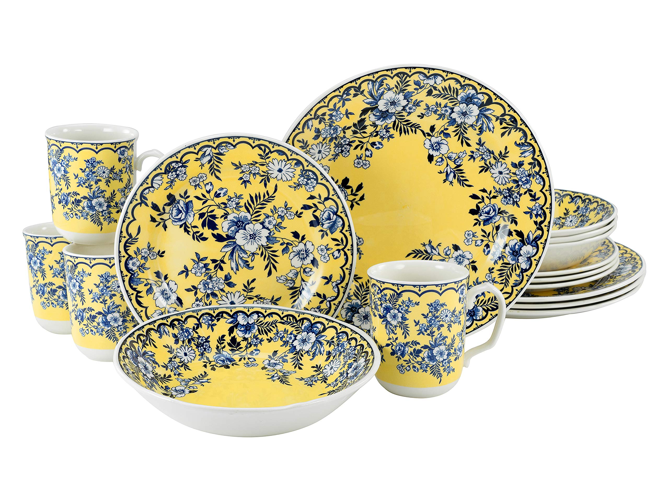 Creatable, 22246, Series Ming Flower Yellow, Combination Service 16 Pieces, Stoneware
