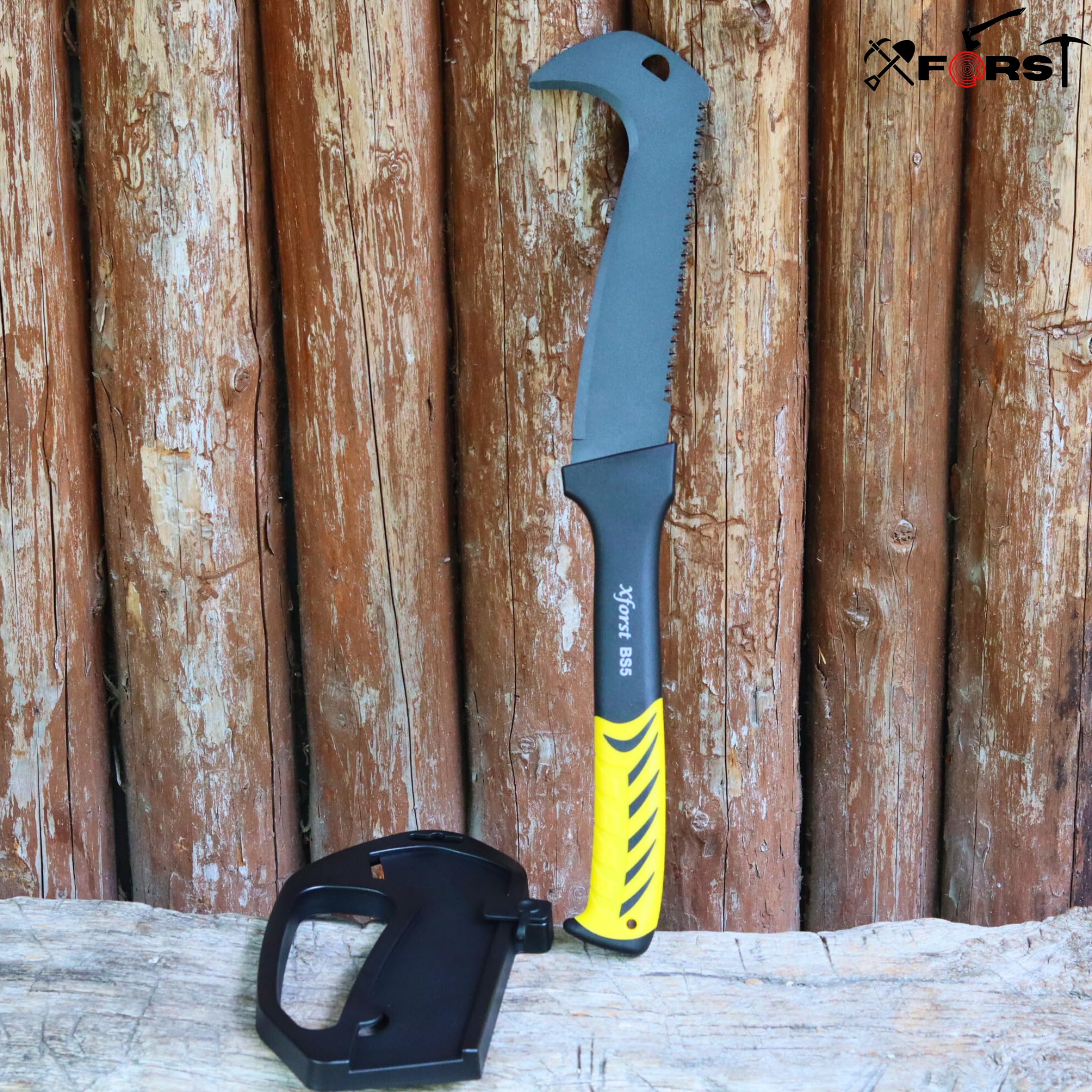 Xforst X-BS5 falce con lama per sega – lunghezza totale 52 cm – manico antiscivolo in fibra di vetro – per campeggio, outdoor, sopravvivenza e bushcraft