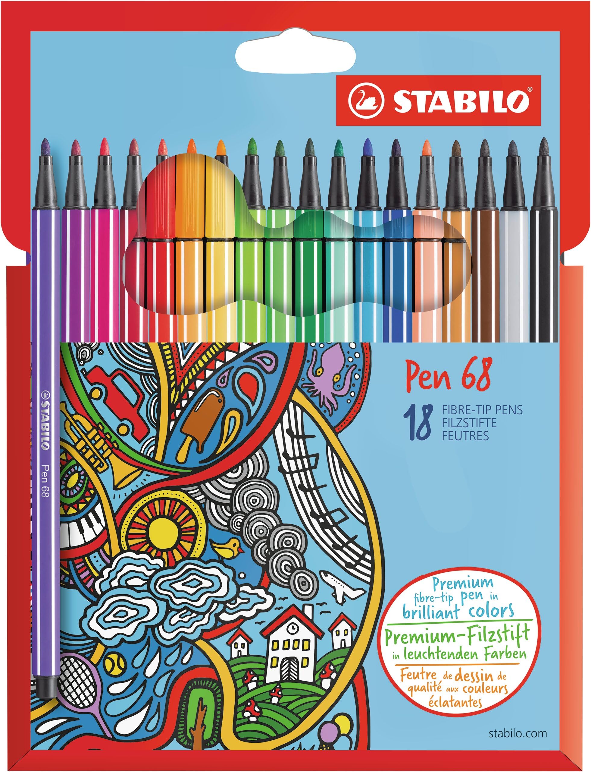 STABILO - Premium-Filzstift - Pen 68-18er Pack