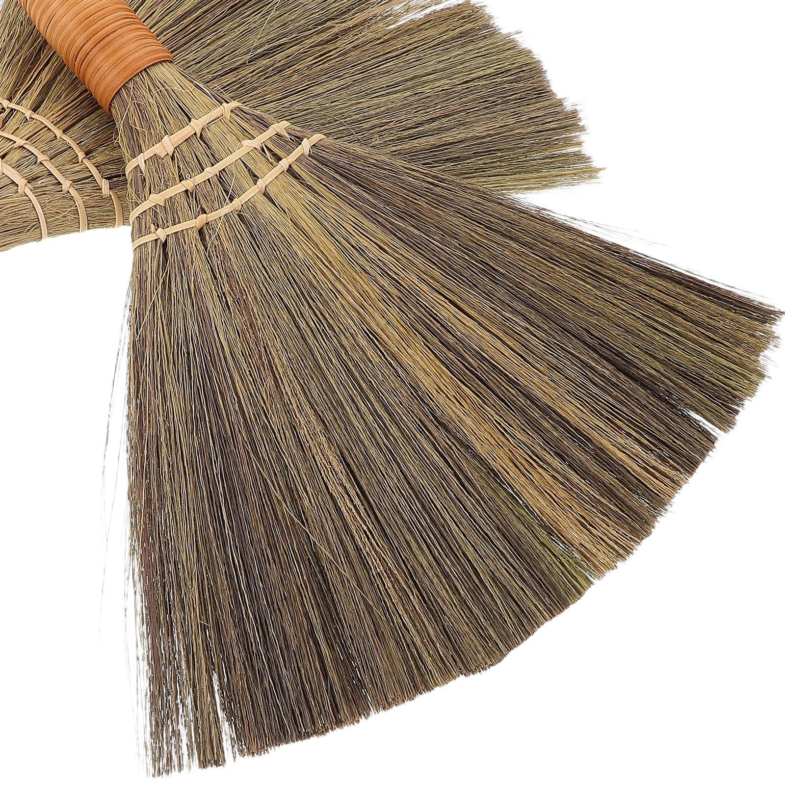 Sewroro 8 Piezas Escoba de Mano Pequeña de Paja Natural para Limpieza Doméstica, Compacta y Práctica, Fácil de Almacenar para Cocina y Escritorio