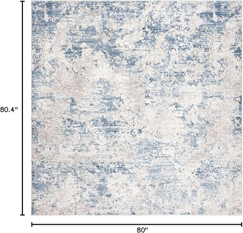 Miniatura 2 de SAFAVIEH Amelia Collection - Alfombra cuadrada de 6 pies 7 pulgadas, color gris y azul, diseño abstracto moderno, no desprende pelusa y de fácil