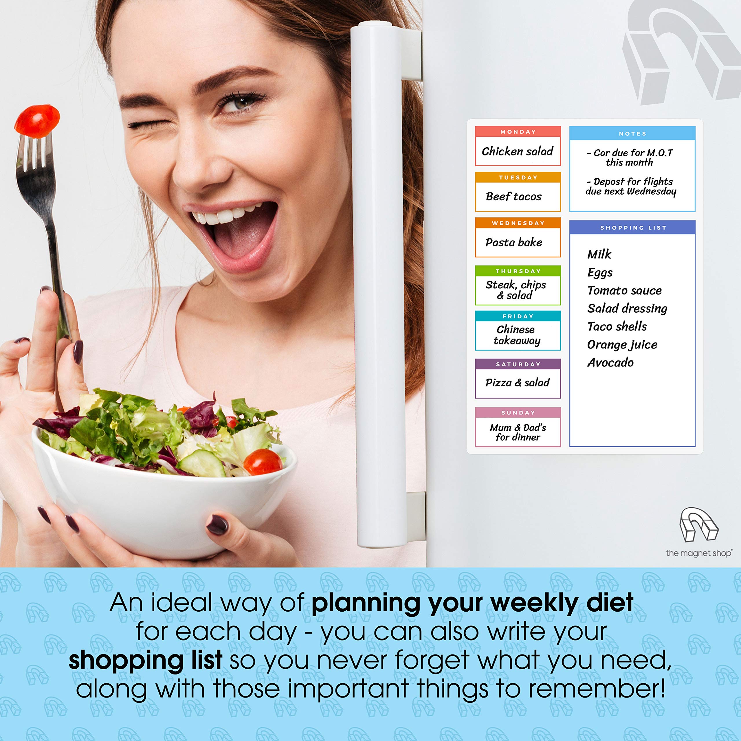 TMS Weekly Planner, Fridge Whiteboard Dry Wipe Pen, Meal