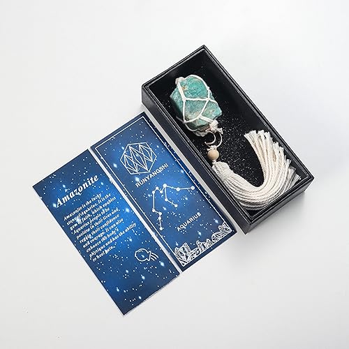 Miniatura 3 de Runyangshi Espejos retrovisores de cristal curativo para coche adornos colgantes tejidos a mano 12 constelaciones Gemini Lapislázuli cristal natural