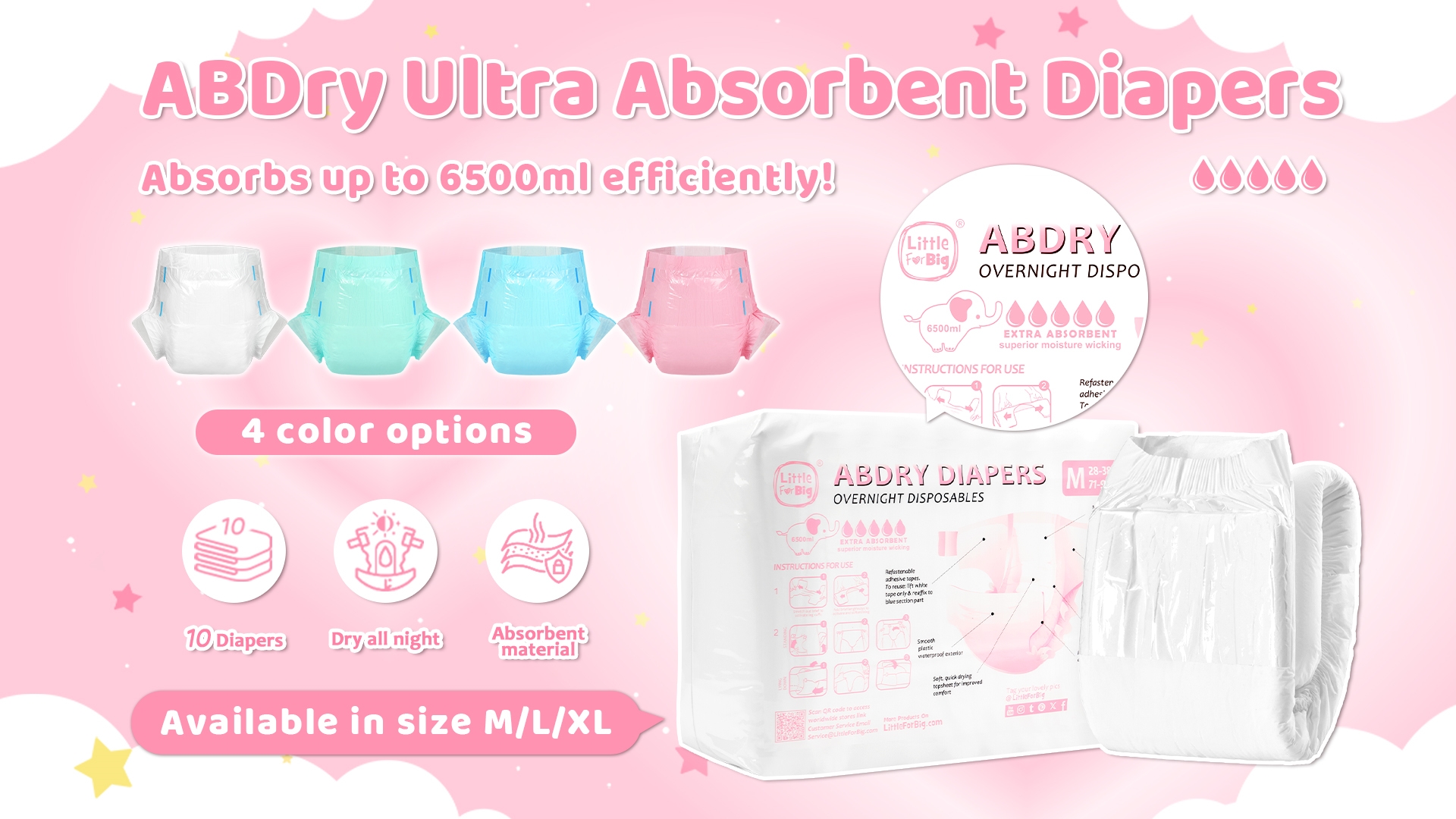 Amazon.com: Littleforbig Adjustable Tapes Adult Diaper 10 Pieces