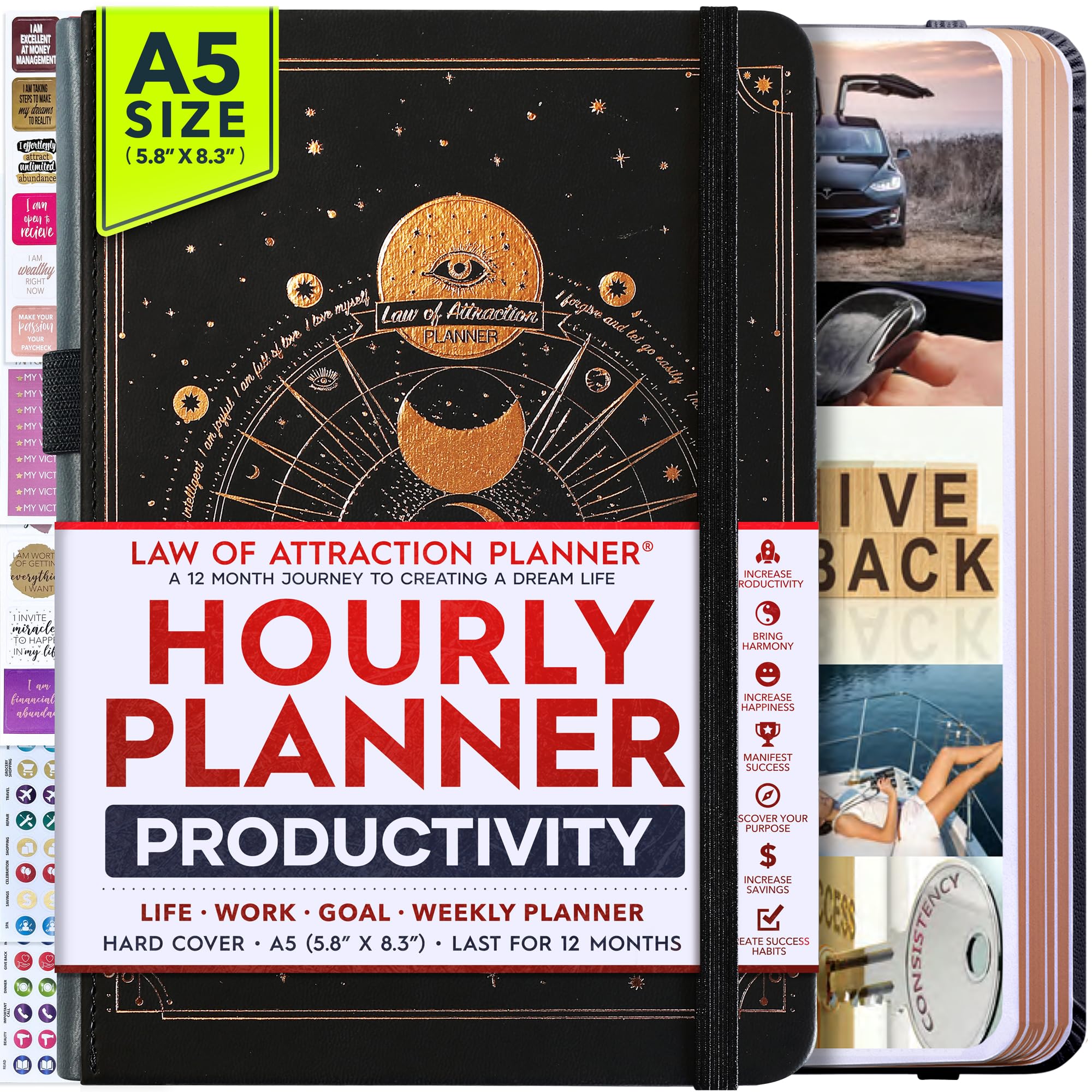 Freedom Mastery - Weekly & Monthly Planner | Gratitude Journal for Woman & Men | Personal Organiser for Productivity & Mental Health | Include Stickers & Foldable Vision Board – A5 (5.8" x 8.3")