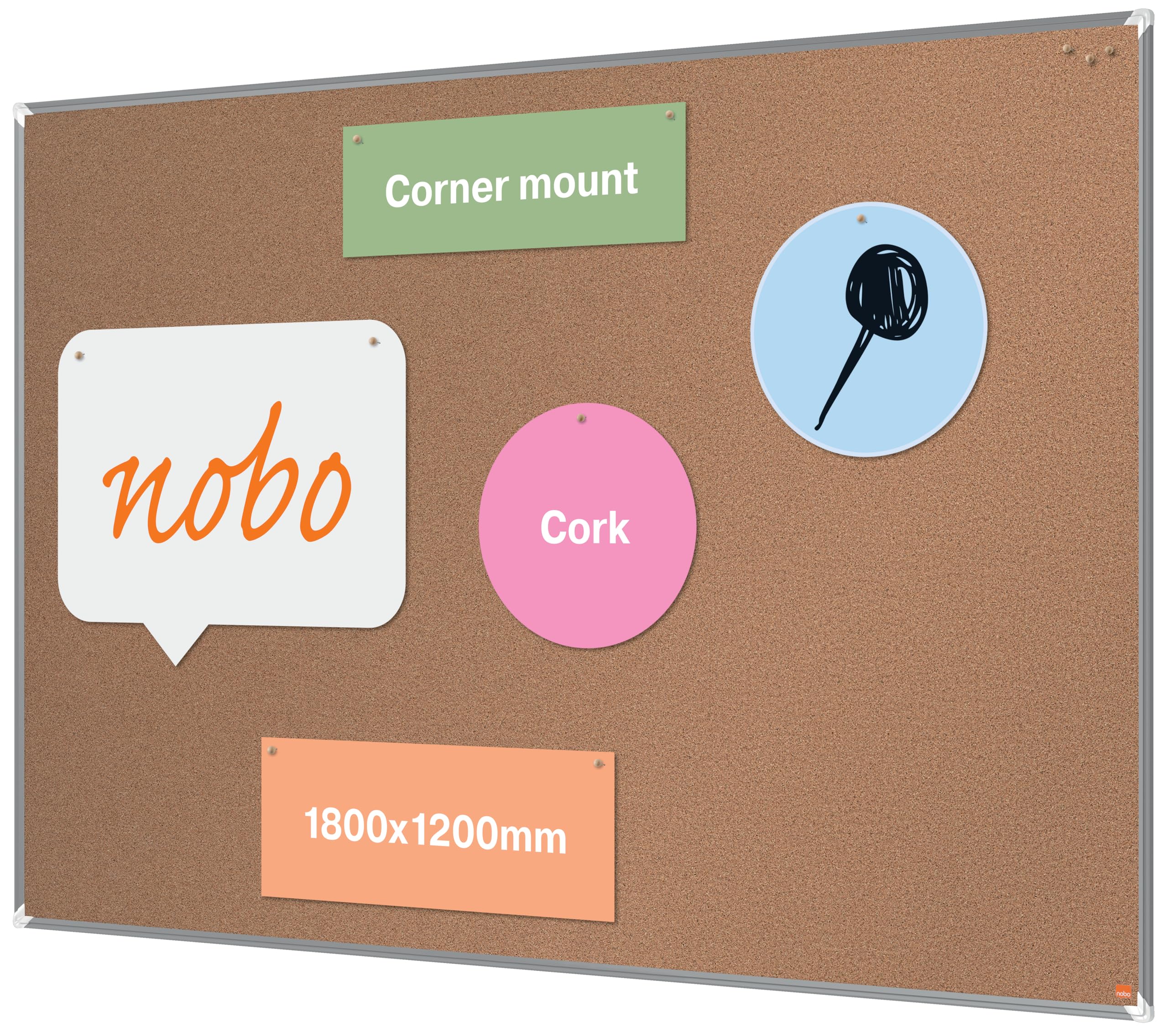 Nobo Premium Plus Tablica korkowa 1800x1200mm - Tablica ogłoszeniowa na ścianę z samoregenerującą się powierzchnią, aluminiowa rama, tablica memo, tablica prezentacyjna, certyfikowana EU Ecolabel