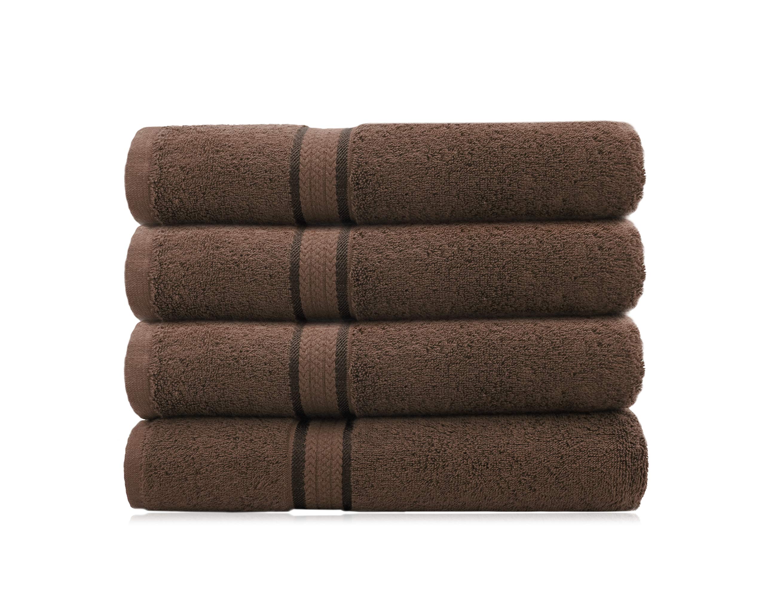Amazon Com Cotton Craft Ultra Soft Luxury Set Of 4 Ringspun Cotton Bath Towels 580gsm Heavyweight 30 Inch X 54 Inch Chocolate Brown Home Kitchen