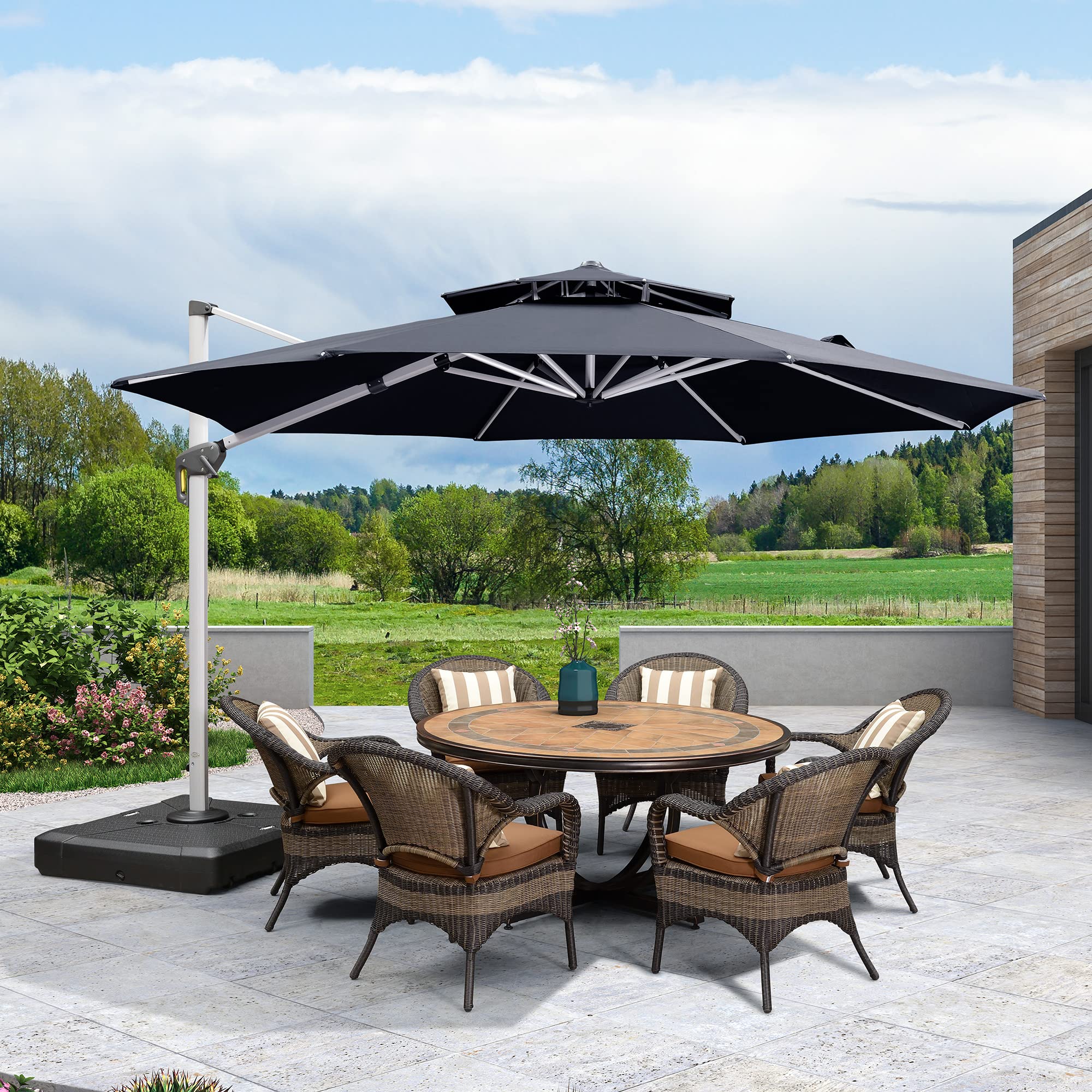 Buy PURPLE LEAF 12 Feet Double Top Round Deluxe Patio Umbrella Offset