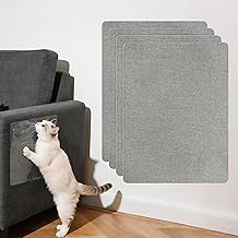 KING MOUNTAIN Anti Cat Scratch Furniture Protector,4 Pack Couch Fabric Repair Patches,9 * 11 inch Self-Adhesive Linen Repair Patches Protect The Sofa While Avoiding Damage Again(Light Grey)