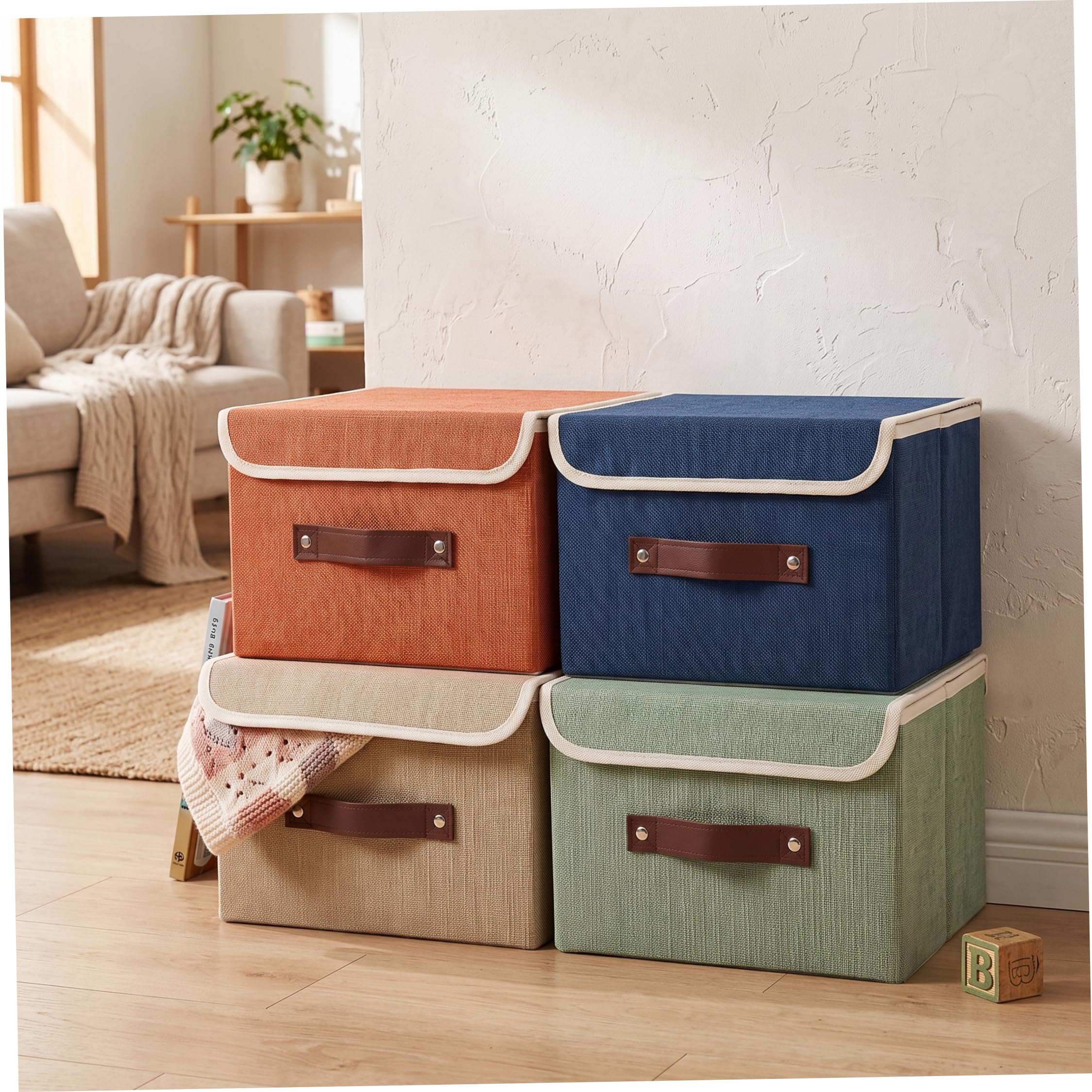Organizzatore per vestiti 4 pezzi Contenitori impilabili 15x10x10 pollici con maniglia