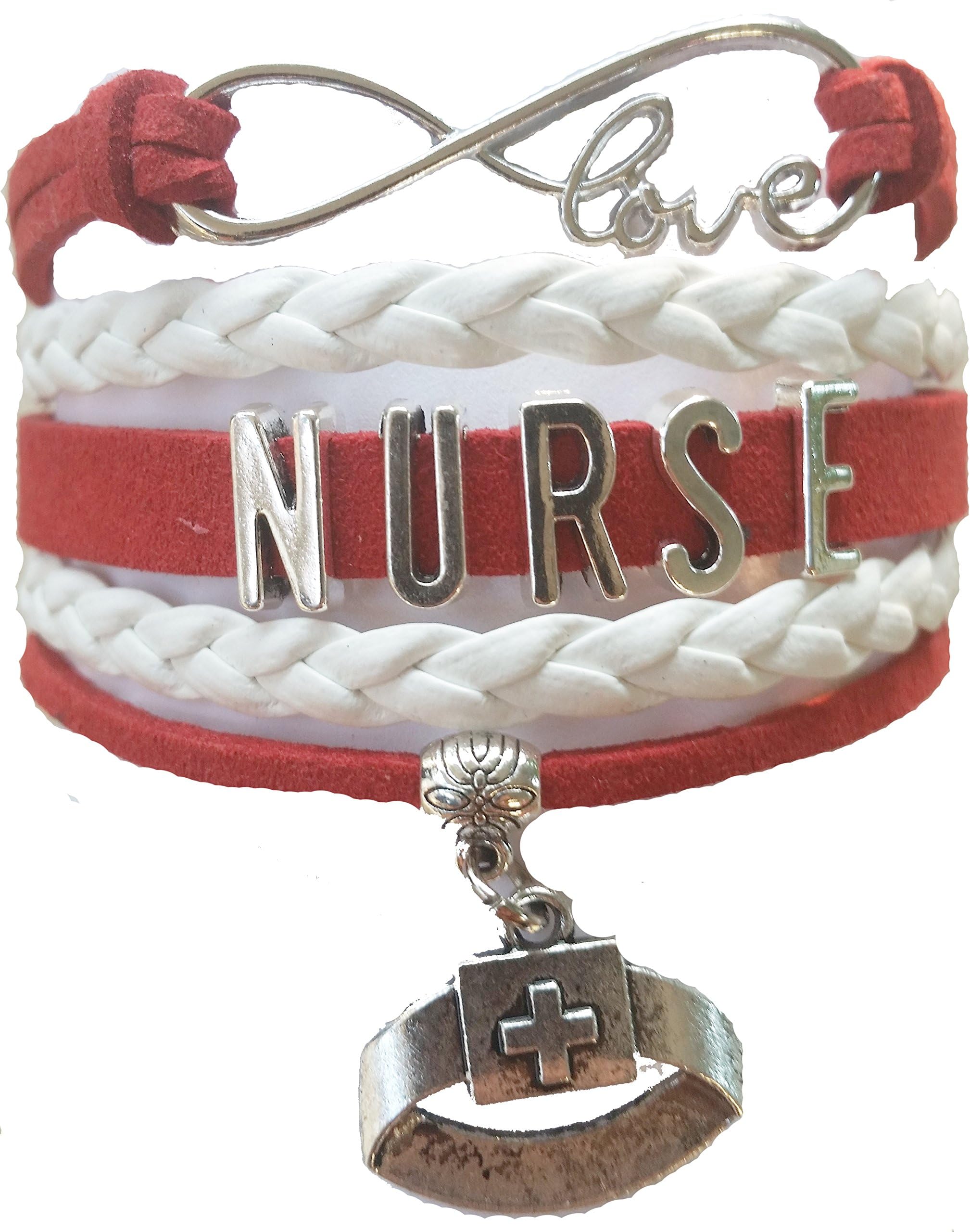 GeauxDat Collectibles Nurse Bracelet, Nurse Charm Bracelet Makes Perfect Nurse Gifts …Red, White, Nurse Charm (Red)