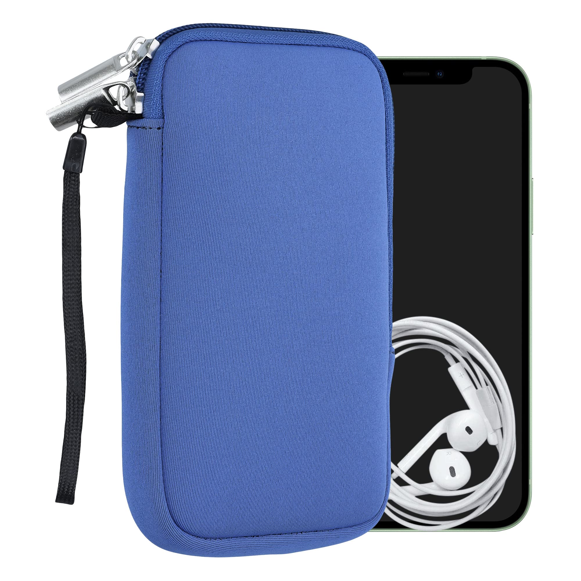 kwmobile Universal Smartphone Case – Protective Pouch 16.5 x 9 cm for Mobile Phone L – 6.5 Inches Neoprene Azure Blue
