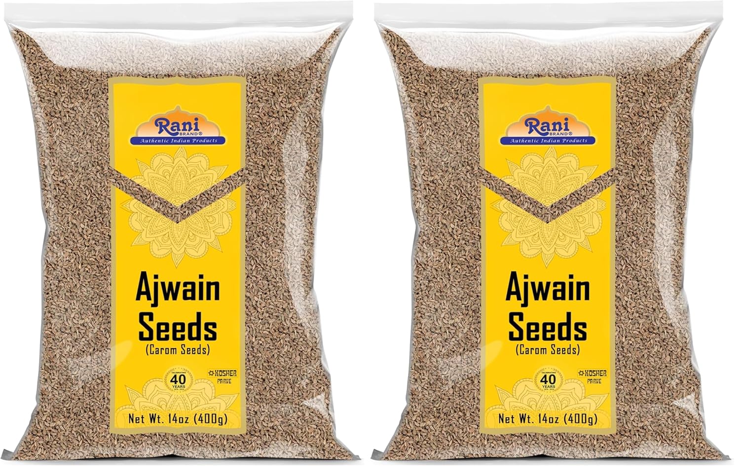 Rani Ajwain Seeds (Carom Bishops Weed) Spice Whole 14oz (400g) ~ All Natural | Vegan | Gluten Friendly | NON-GMO | Indian Origin (Pack of 2)