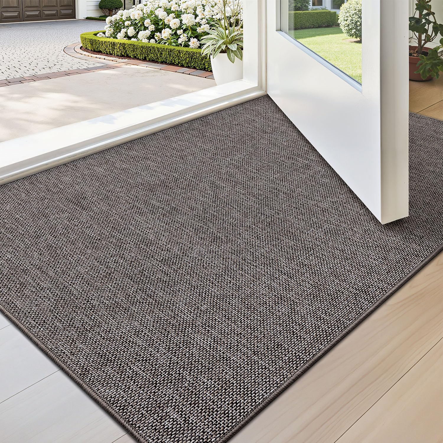 LUMI Door Mats Indoor 43 x 80 cm, Ultra Thin Non Slip Doormat, Brown — image 1