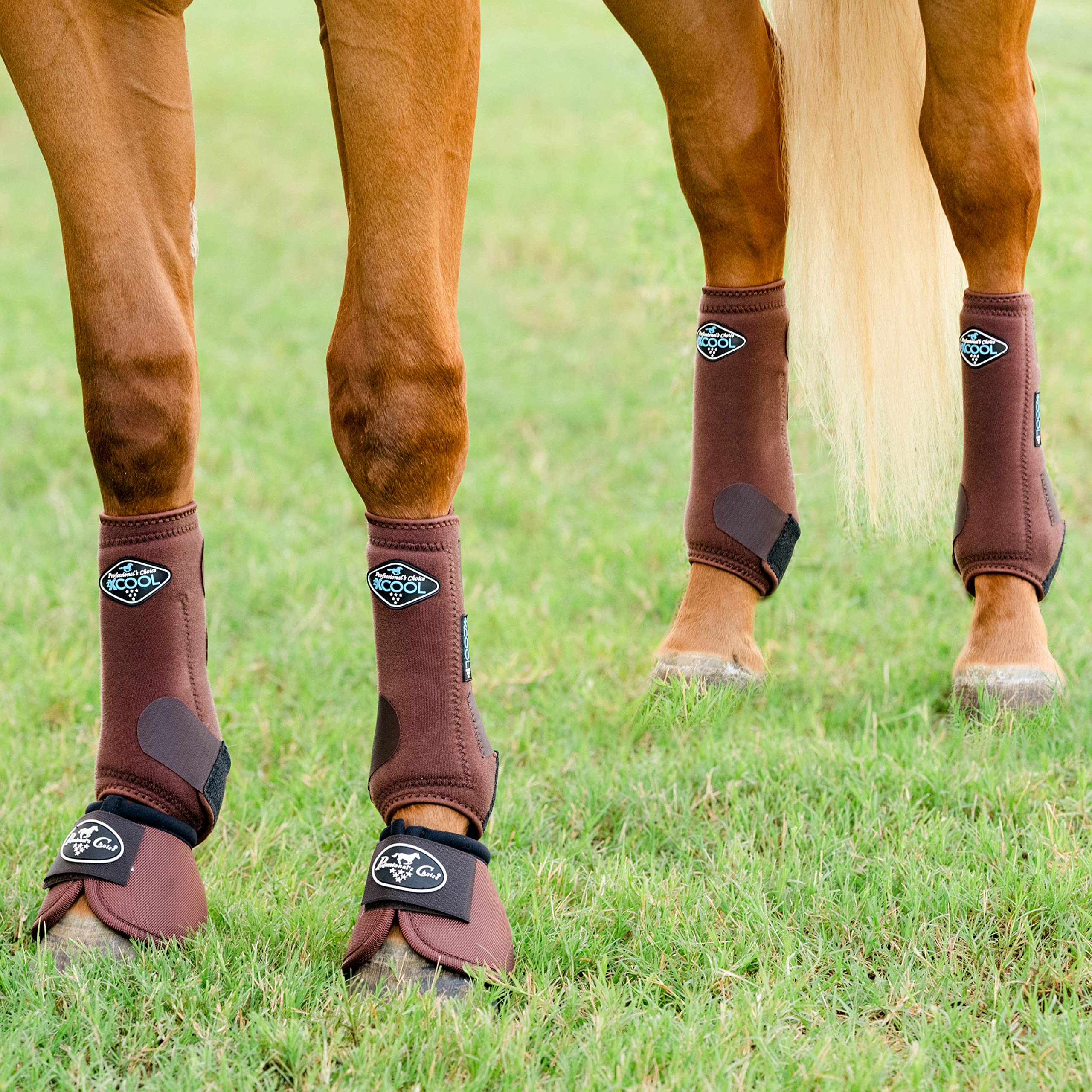 Professional's Choice Sports Medicine Products 2XCOOL Botas de caballo Par delantero Equino Athletic Wrap Large Chocolate 4-Pack