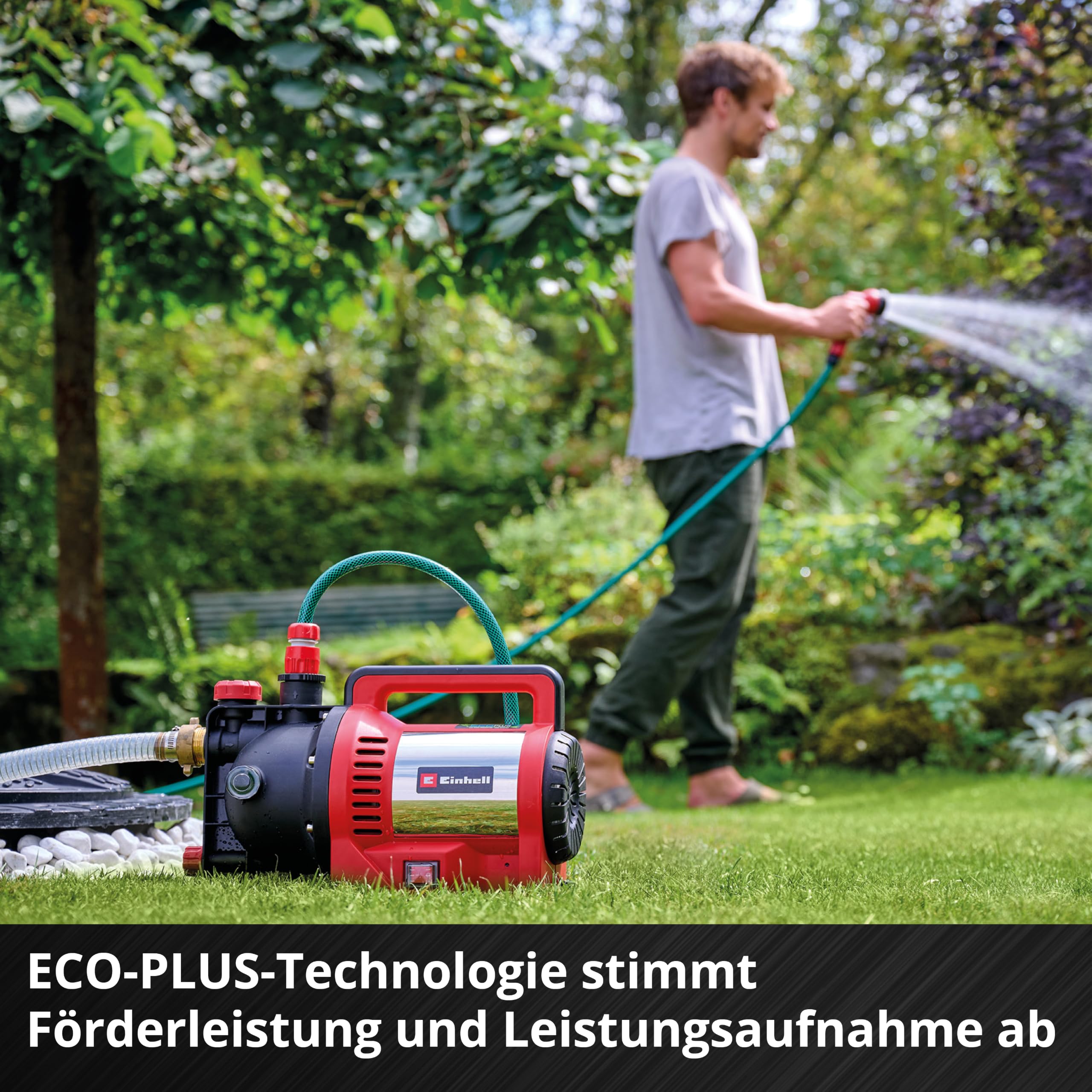Einhell Gartenpumpe GC-GP 1170 ECO PLUS (max. 7000 L/h Fördermenge, max. 50 m Förderhöhe, ECO PLUS Technologie, Wasserablassschraube, inkl. Universaladapter 33,3 mm)