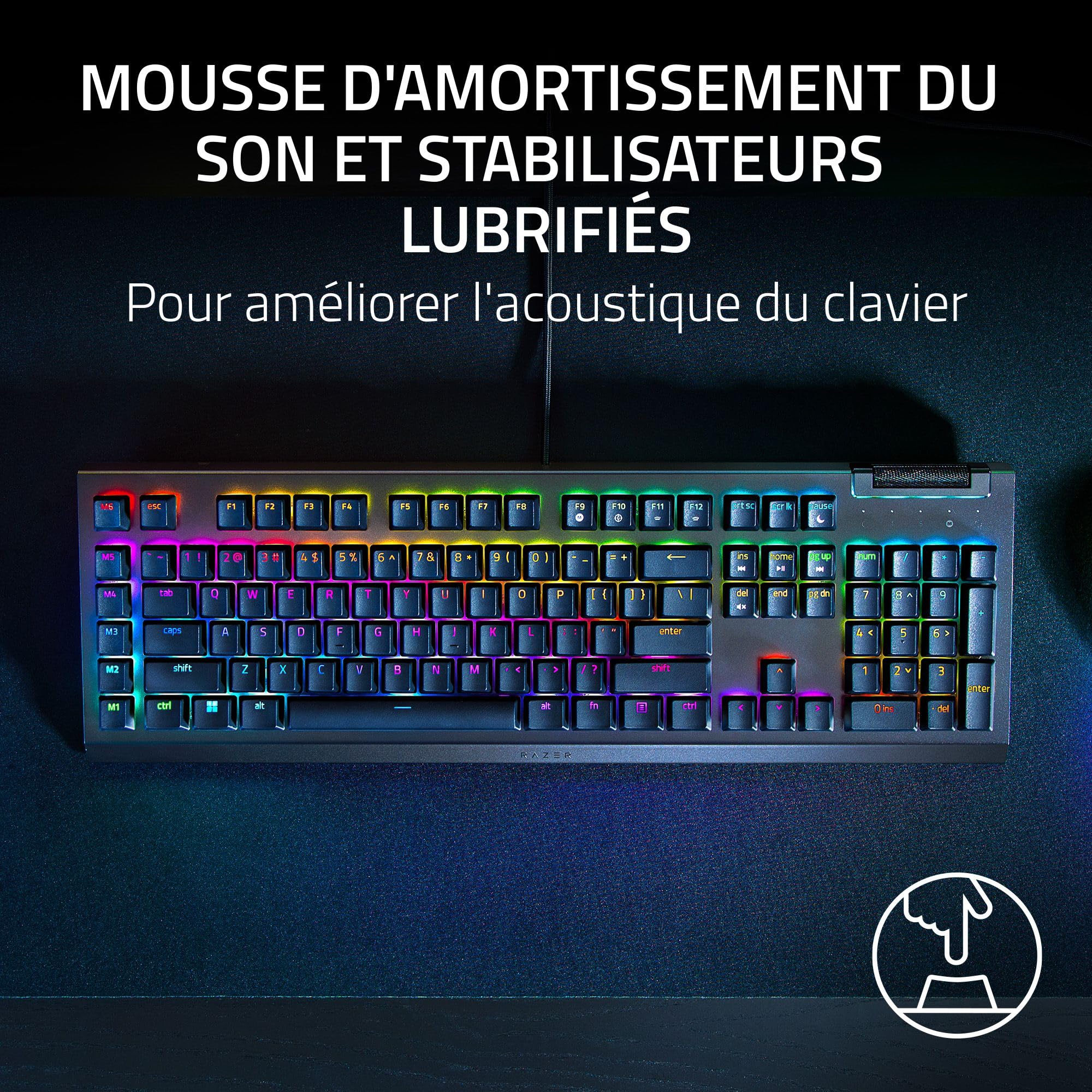 Razer BlackWidow V4 X - Clavier Gaming Mécanique Chroma RGB (Switchs Mécaniques Verts, 6 Touches Macros Dédiées, Touches ABS à Double Injection) FR-Layout | Noir