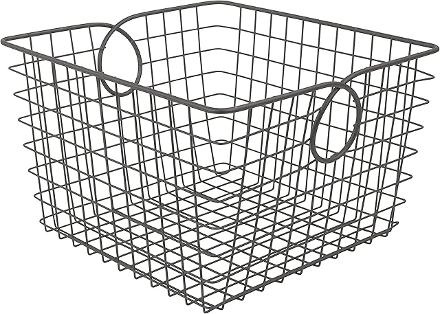 Spectrum Teardrop Wire Large Basket (Industrial Gray) - Storage Bin & Décor for Bathroom, Closet, Pantry, Under Sink, Toy, Shelf, Kitchen, & Nursery Organization