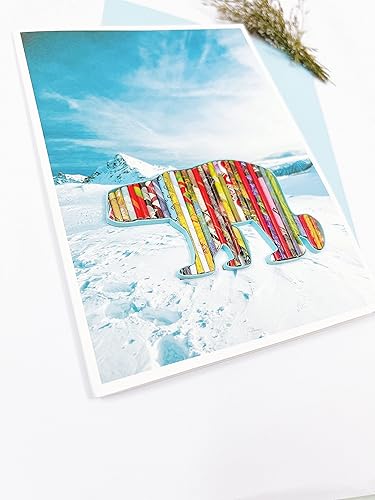 Miniatura 4 de Polar Bear Recycled Card  Eco-friendly Handmade from Magazine  Iceberg Greeting Card  Holiday Card
