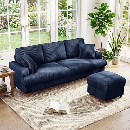 Miniatura 32 de Kidirect Sofá de Pana de 70 Pulgadas, Sofá Montaje Sin Herramientas, Sofás Cómodos para Sala de Estar Asientos Más Profundos de 21 Pulgadas, Sofás