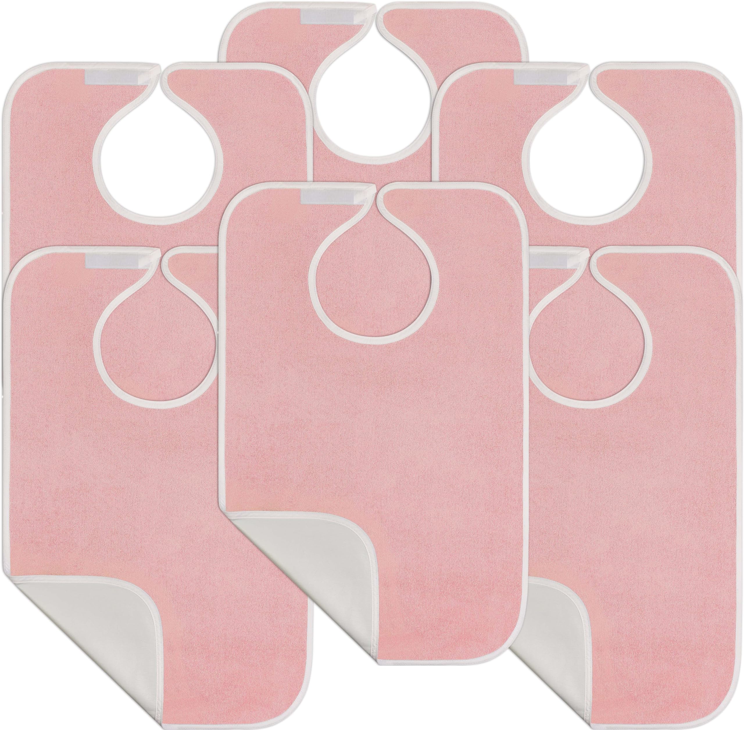 Utopia Towels 6 Pack Premium Unisex Adult Bibs for Elderly Women Men, Waterproof Bib for Eating, Adjustable and Washable (Pink)
