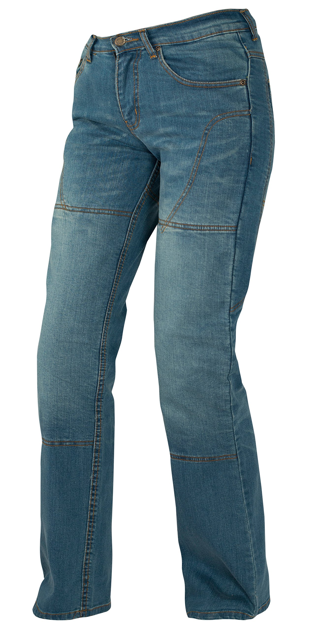 A-pro Pantalon Femme Jeans Moto Protections Homologées Aramid Renforts bleu 28
