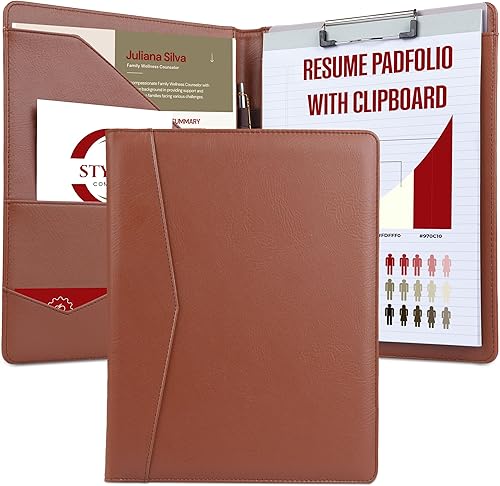 Miniatura 11 de STYLIO Carpeta Padfolio con Portapapeles Extraíble Organizador de Portafolio Carpeta con Almacenamiento para Cuaderno, Bloc de Notas