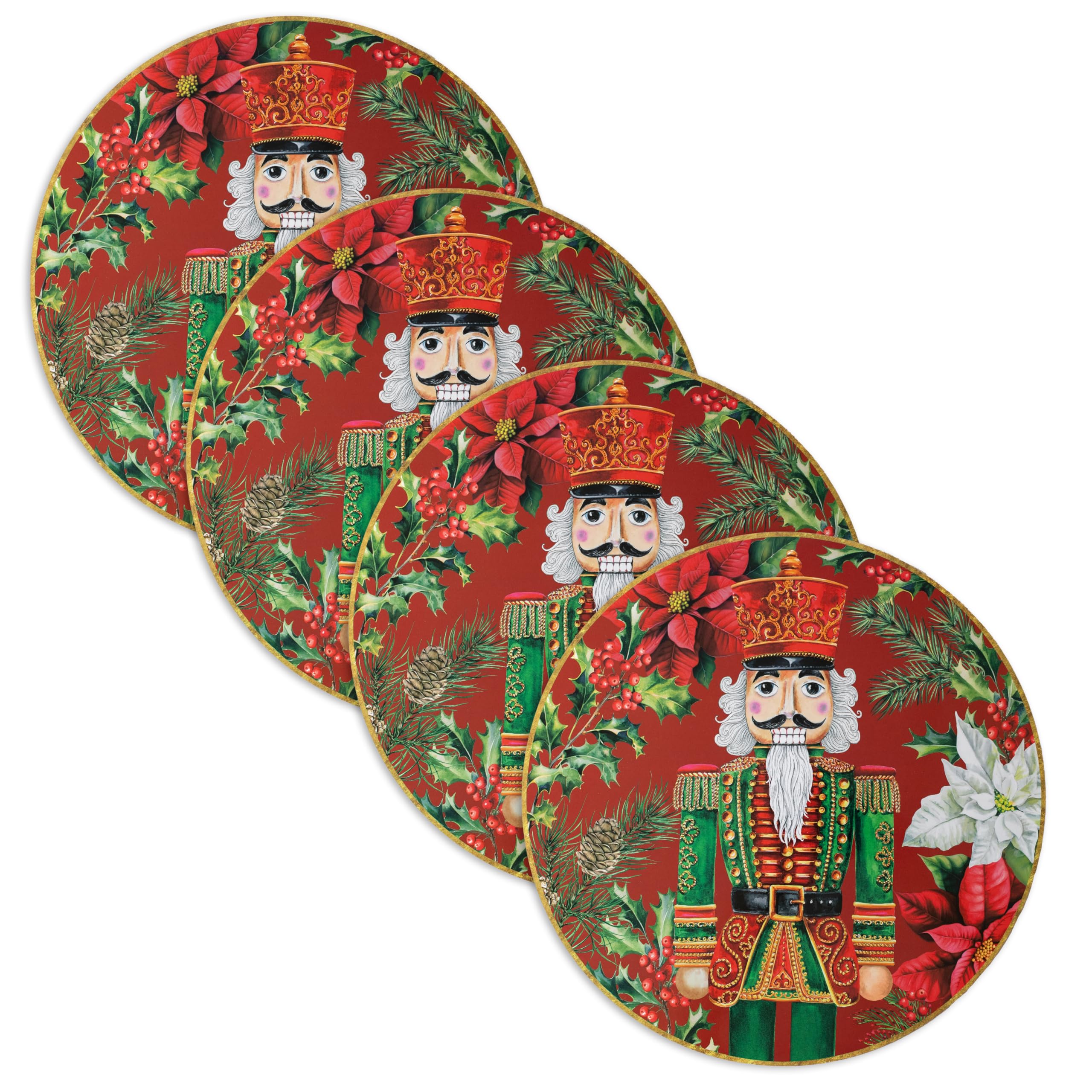 Benson Mills Cork Placemats Set of 4 (Festive Nutcracker, 15" Round)