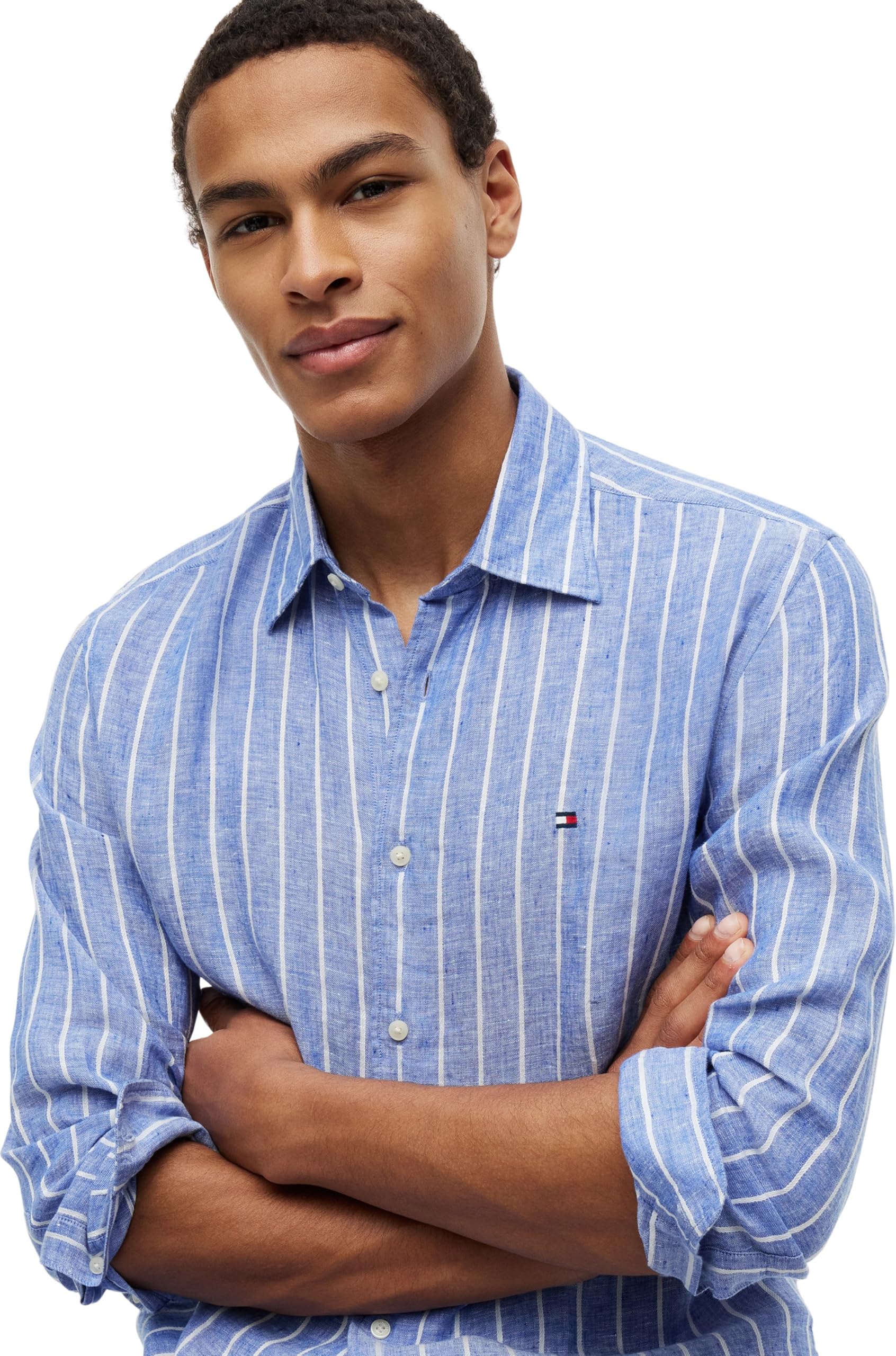 Tommy Hilfiger Linen Textured STP RF Shirt Mw0mw43312 Camicia L/S Uomo (Pacco da 1)
