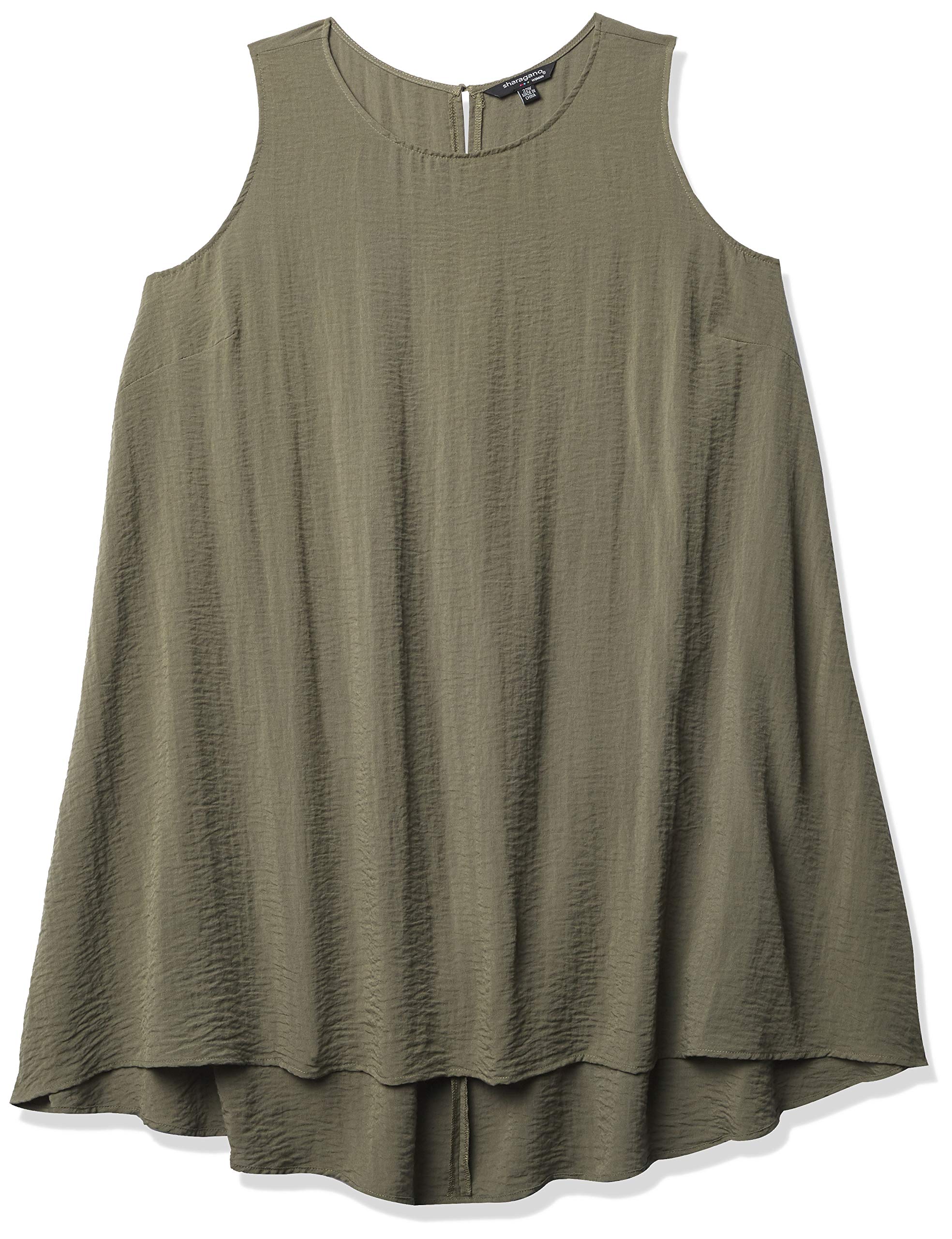 Sharagano Women's Plus Size Sleeveless High Low with Key Hole Back