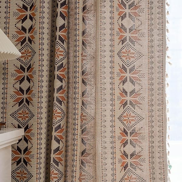 Boho Curtains 63 Inch Length 2 Panels Geometric Patterned Drapes Bohemian…