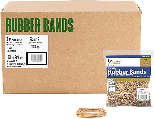 Miniatura 9 de Upgrade Office Supply UPG23719PK2 Bandas de goma, tamaño #19 (3-12 pulgadas x 116 pulgadas), bolsas de 4 onzas (paquete de 2), color crepé natural,