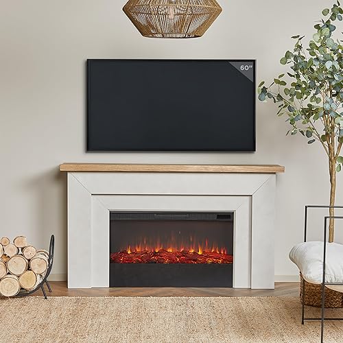 Miniatura 2 de Malie - Soporte para TV con chimenea eléctrica de 68 pulgadas, color gris veneciano Real Flame