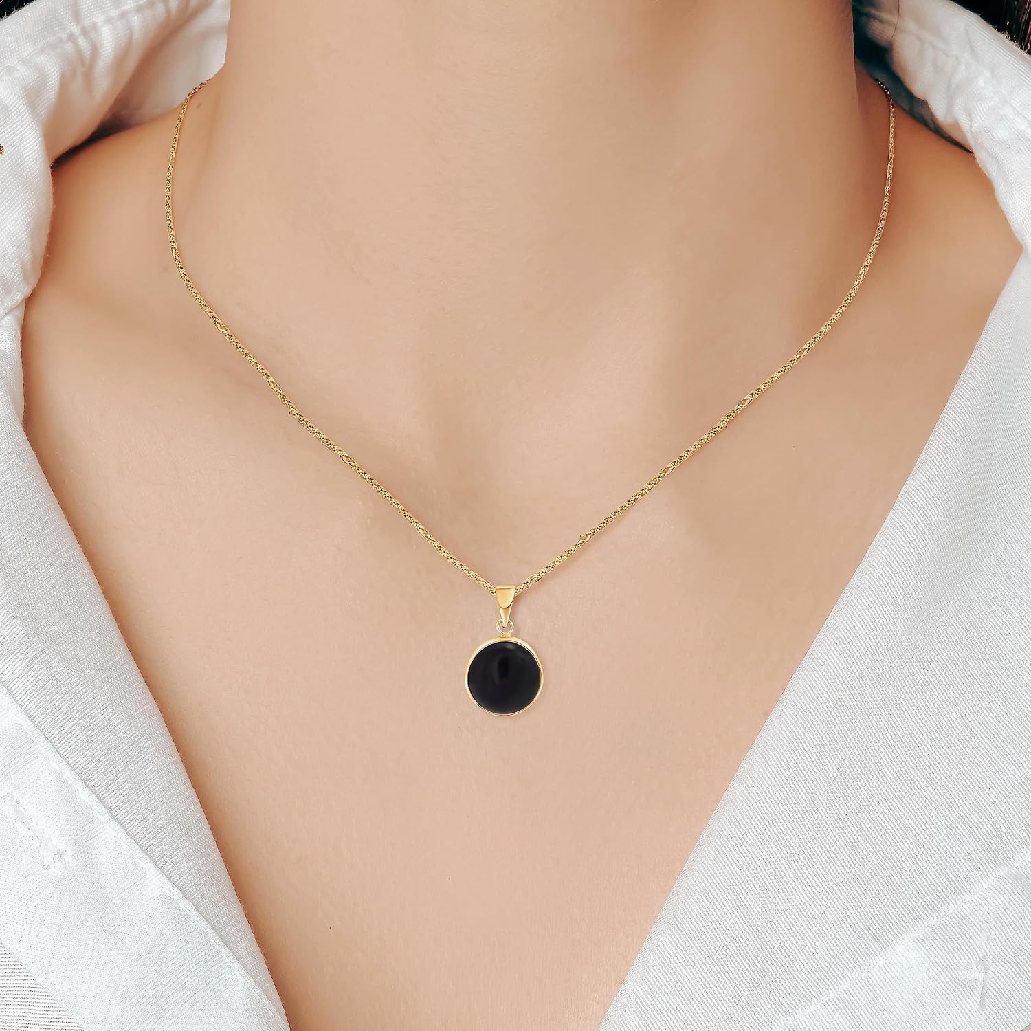 14K Gold Gemstone Necklace for Women - Solid Gold Necklace - Gemstone Pendant - Gold Pendant Necklace - Gothic Necklace - Birthstone Necklace for Women - Gemstone Jewelry for Women