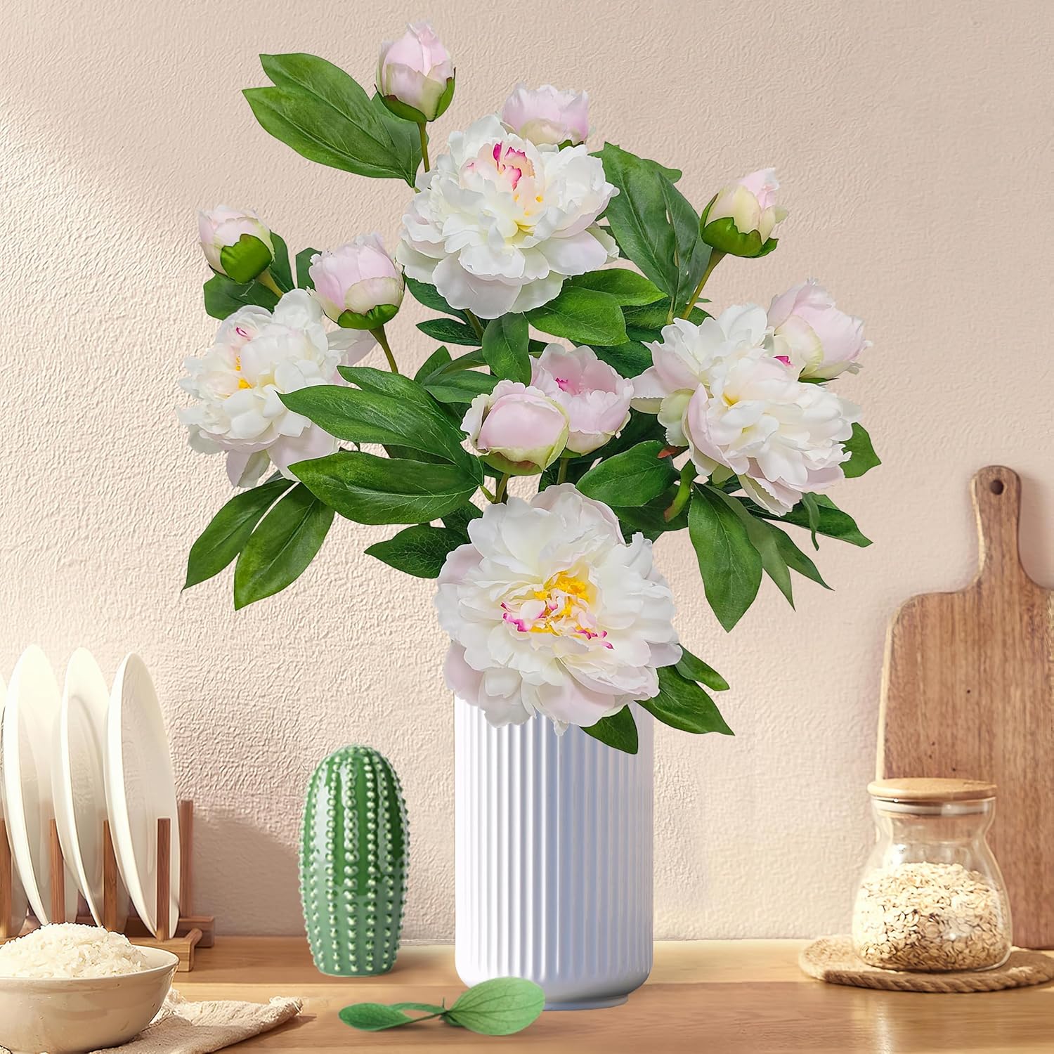 Peony Artificial Flowers,4 Pcs Fake Faux Peonies Flowers Look Real,Silk Peonies with Stems for Home Decor,Light Pink Peonies Artificial Flowers for Floral Arrangements (4, Light Pink) - Image 6