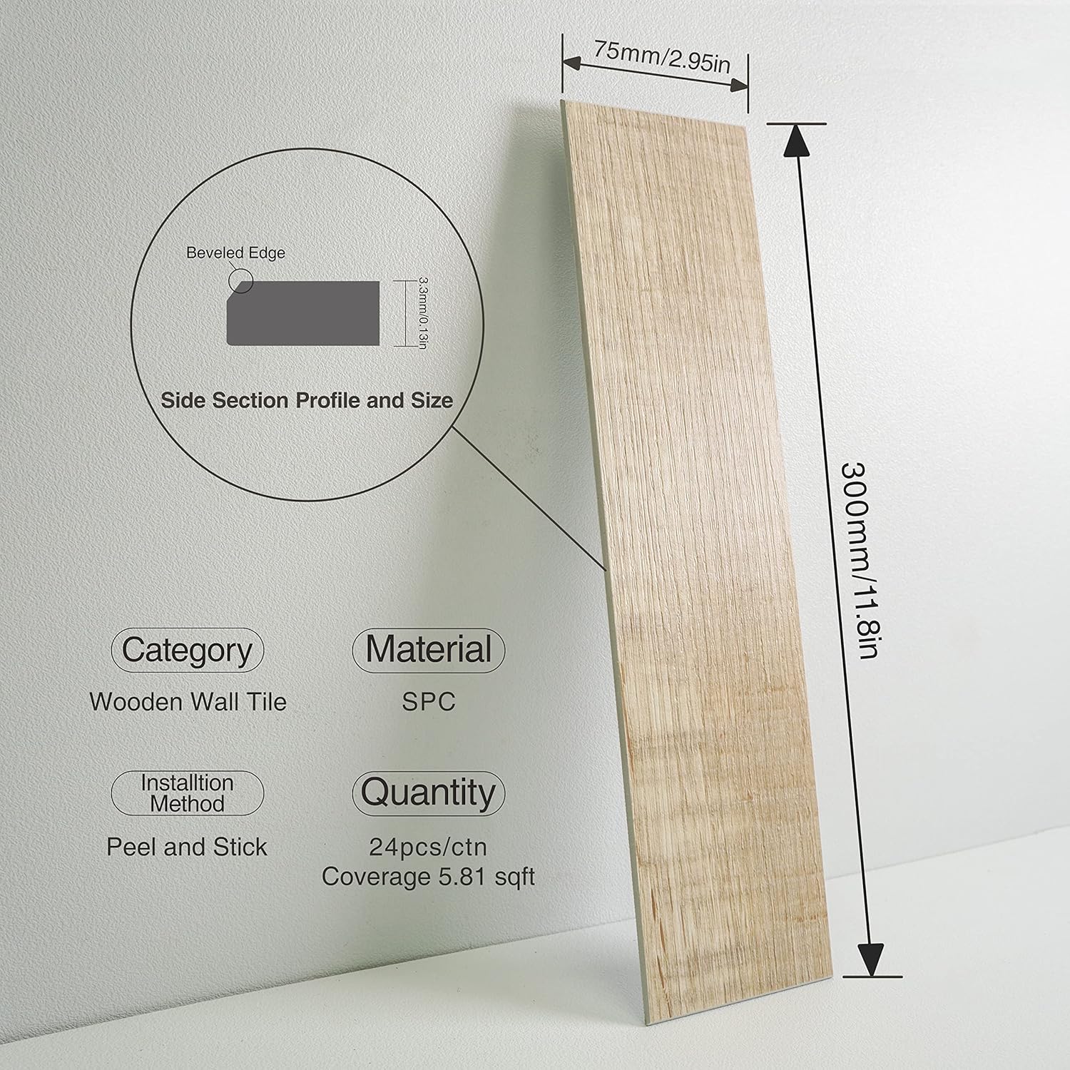 COLAMO 24pcs Wood Textural Peel and Stick Backsplash, Self Stick Wood Panels for Wall, Thick Rigid Adhesive Faux Reclaimed Barn Subway Tiles for Kitchen Backsplash,Bathroom,Accent Wall