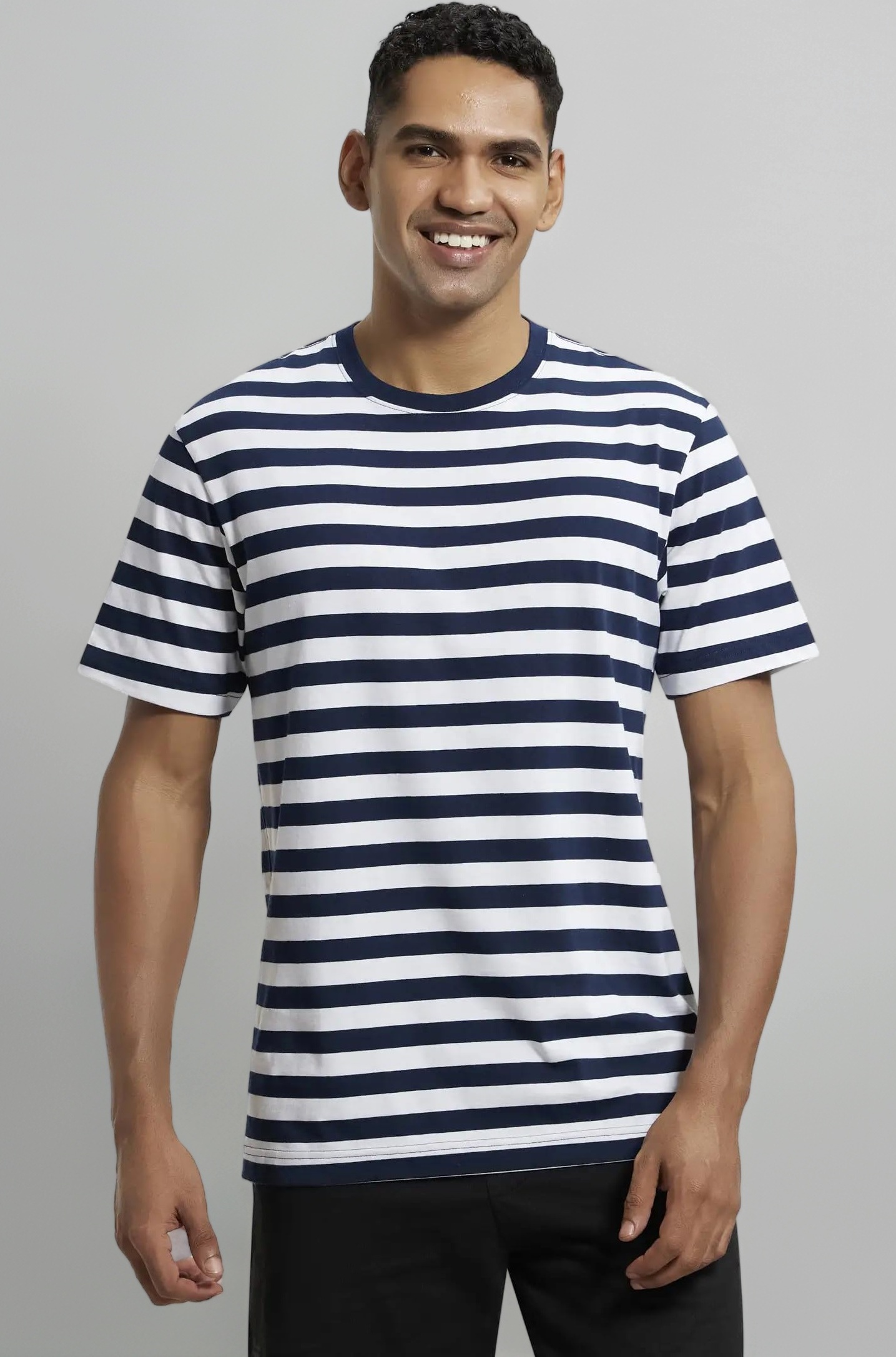 Jockey 2715 Men's Super Combed Cotton Rich Striped Regular Fit Round Neck Half Sleeve T-Shirt