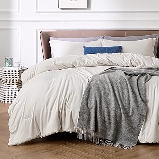 Bedsure Soft Queen Comforter Set - Beige Bedding Comforter Set, Comforters Queen Size Cationic Dyeing Queen Comforter with...