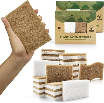 AIRNEX Pack of 10 Rectangular with Pack of 12 S-Shape Non-Scratch Eco Dishwashing Sponge