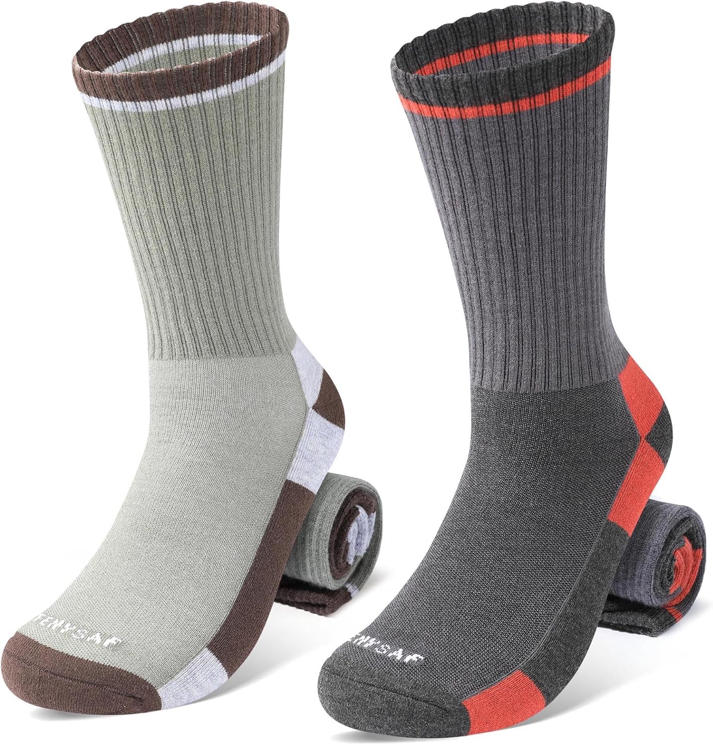 TENYSAF Wool Hiking Socks for Men - Women Lightweight Crew Merino Wool Socks with Cushion for Camping Hunting Work,4 pack