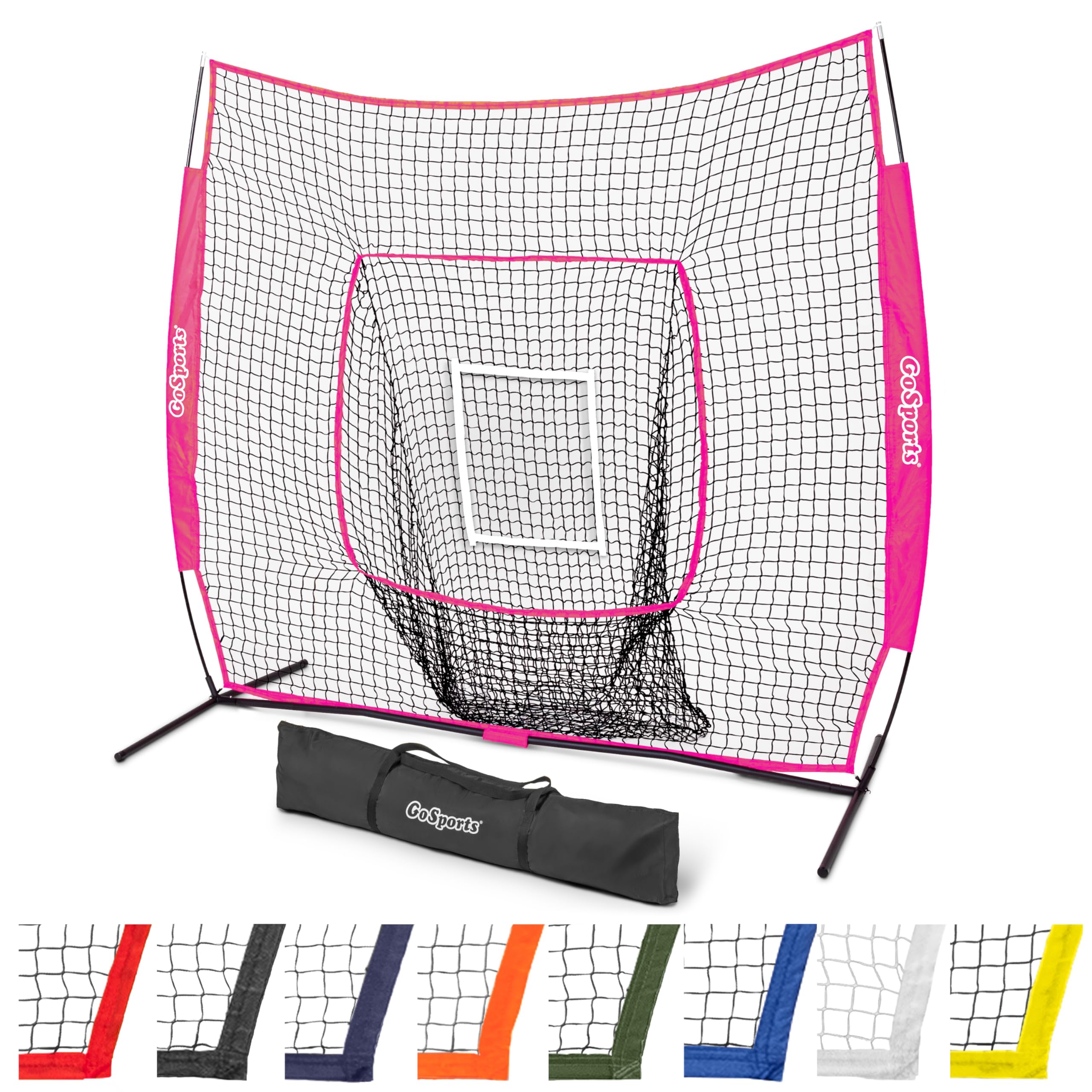 GoSports Team Tone 7' x 7' Baseball & Softball Practice Hitting & Pitching Nets in Team Colors